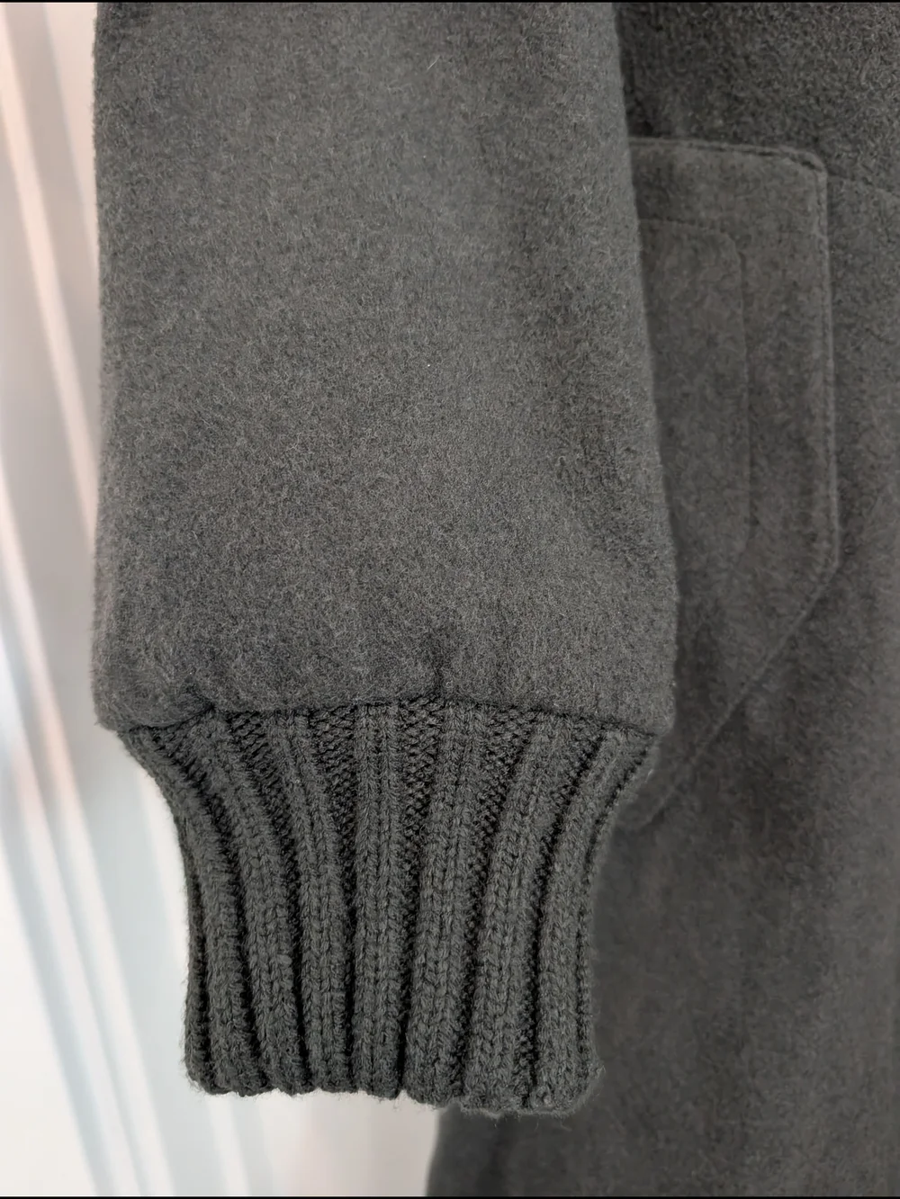 ASOS DESIGN knit collar longline coat in charcoal MEDIUM